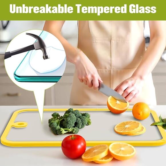 Yellow Temper Glass Cutting Board 13 x 18” - Picture 2 of 7